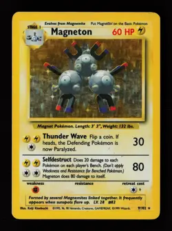 Magneton 9/102 Holo Rare Base Set Pokemon Card - Image 1