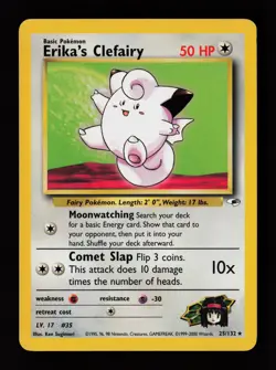 Erika's Clefairy 25/132 Rare Gym Heroes Pokemon Card - Image 1