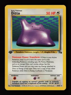 Ditto 18/62 Non Holo 1st Edition Rare Fossil Pokemon Card - Image 1