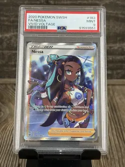Pokemon Nessa Trainer Full Art Vivid Voltage 183/185 Trading Card PSA 9 - Image 1