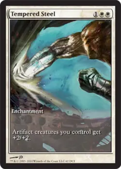 Heavy Play, English MTG Foil Tempered Steel - Game Day Promo Unique & Misc. Prom - Image 1