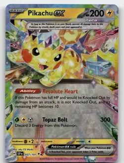 PIKACHU EX 057/191 DOUBLE RARE SURGING SPARKS POKEMON NEAR MINT - Image 1