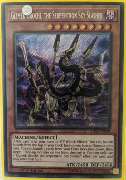 YuGiOh Gizmek Orochi, the Serpentron Sky Slasher Secret Rare 1st Ed RIRA-EN029 - Image 1