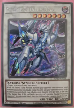 YuGiOh Cyberse Quantum Dragon Secret Rare 1st Edition MP20-EN018 - Image 1