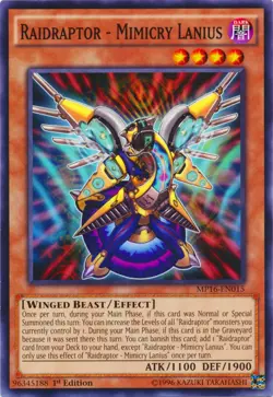 1x (NM) Raidraptor - Mimicry Lanius - MP16-EN015 - Common - 1st Edition YuGiOh - Image 1