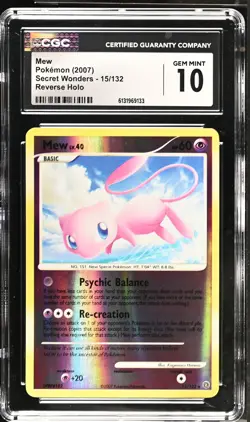 CGC 10 GEM MINT Mew 15/132 Reverse Holo Secret Wonders Pokemon Card - Image 1