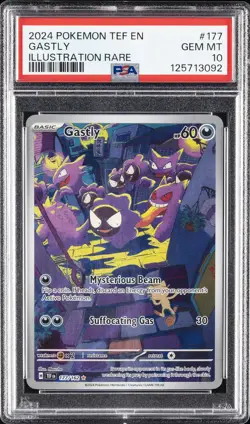 2024 POKEMON TEF EN-TEMPORAL FORCES ILLUSTRATION RARE #177 GASTLY PSA 10 - Image 1