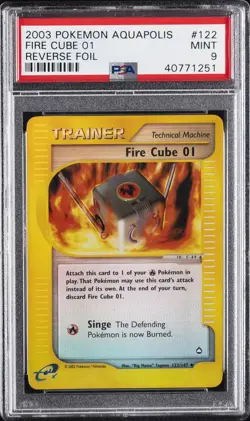 2003 POKEMON AQUAPOLIS #122 FIRE CUBE 01-REVERSE FOIL PSA 9 - Image 1