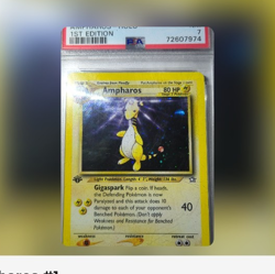 Pokemon Co. 2000 Pokemon TCG Neo Genesis Ampharos 1/111 Holo 1st Ed PSA 7 - Image 1
