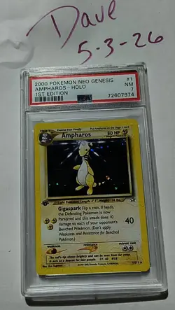 Pokemon Co. 2000 Pokemon TCG Neo Genesis Ampharos 1/111 Holo 1st Ed PSA 7 - Image 2