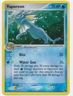 Pokemon TCG Vaporeon Holo Rare Card 6/17 Pop Series 3 NM - Image 1
