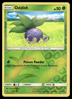 Oddish 4/147 Burning Shadows Reverse Holo Common Pokemon - Image 1