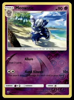 Meowstic 60/147 Burning Shadows Reverse Holo Rare Pokemon - Image 1