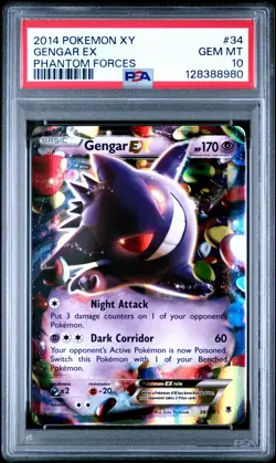 2014 POKEMON XY PHANTOM FORCES #34 GENGAR EX PSA 10 - Image 1