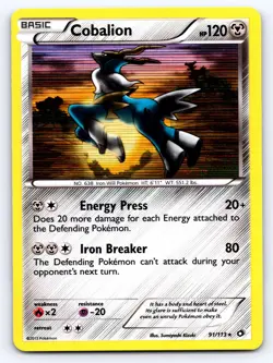 Cobalion 91/113 Holo Rare Legendary Treasures Pokemon Lightly Played - Image 1