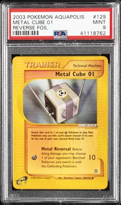 2003 POKEMON AQUAPOLIS #129 METAL CUBE 01-REVERSE FOIL PSA 9 - Image 1