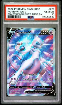 2022 POKEMON SWSH BLACK STAR PROMO #229 FULL ART/MEWTWO V PSA 10 - Image 1