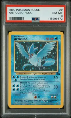 1999 POKEMON FOSSIL #2 ARTICUNO-HOLO PSA 8 - Image 1
