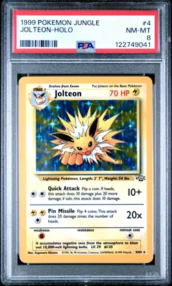 1999 POKEMON JUNGLE #4 JOLTEON-HOLO PSA 8 - Image 1