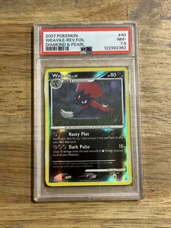 GRADED PSA 7.5 2007 Pokemon Weavile-REV.FOIL Diamond & Pearl #40 - Image 1