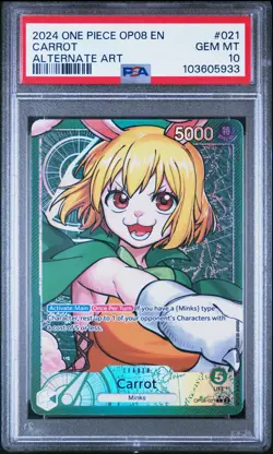 2024 ONE PIECE OP08-TWO LEGENDS ALTERNATE ART #021 CARROT PSA 10 - Image 1