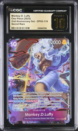 One Piece Monkey D Luffy OP05-119 2nd Anniversary Set Promo CGC PRISTINE 10 - Image 1