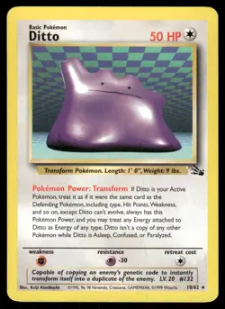 Pokemon Cards Ditto 18/62 Fossil Rare LP *1 - Image 1