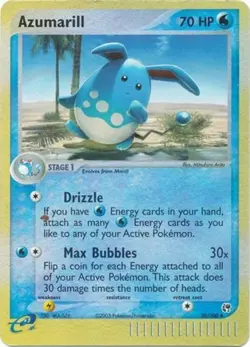 1x Azumarill - 30/100 - Uncommon - Reverse Holo Heavily Played Pokemon EX - Sand - Image 1