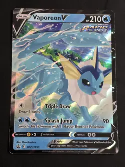 2021 POKEMON TCG VAPOREON V SWSH150 SWORD & SHIELD PROMO HOLO MP - Image 1