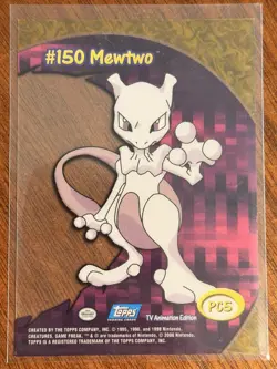 2000 Topps Pokemon TV Animation Mewtwo #150 PC5 Clear Card | Blue Label, NM - Image 2