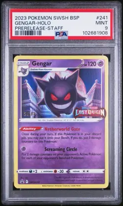 PSA 9 GENGAR SWSH241 | Pre-Release Staff Promo Graded Pokemon Card - Image 1