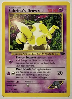 Sabrina’s Drowzee (MP) Unlimited Common Gym Challenge 2000 WOTC Pokemon Card - Image 1
