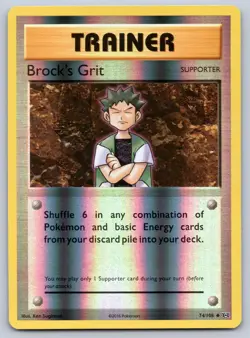Brock's Grit 74/108 Uncommon Evolutions Pokemon Reverse Holo 2016 NM - Image 1