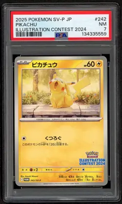 PIKACHU PSA 7 2025 POKEMON SV-P JPN #242 ILLUSTRATION CONTEST 2024 NM 2025 - Image 1