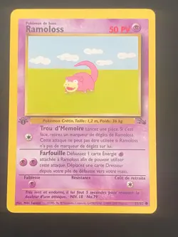 CARTE POKEMON RAMOLOSS 55/62 EDITION 1 FR COMMUNE WIZARDS FOSSILE - EXC - Image 1