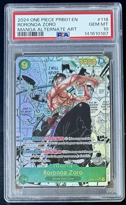 PSA 10 One Piece OP06-118 SEC* Roronoa Zoro Manga Alt Art - EN - PRB01 - Graded - Image 1