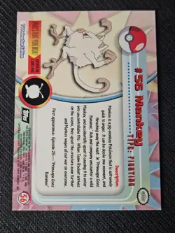 Mankey #56 Black Topps Logo Foil 1999 Topps Pokemon TV Animation Edition Series - Image 2