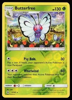 Butterfree 3/149 Reverse Holo Rare Sun & Moon Base Set Pokemon Card - Image 1