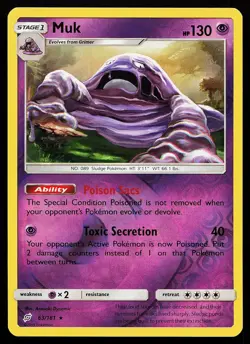 Muk 63/181 Reverse Holo Rare Team Up Pokemon Card - Image 1