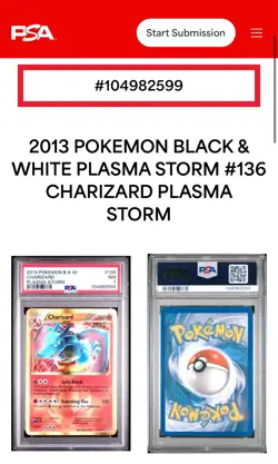 2013 POKEMON BLACK & WHITE PLASMA STORM #136 CHARIZARD B & W PSA 7 NM - Image 3