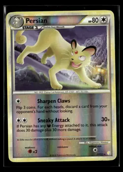 Persian 27/123 HeartGold & SoulSilver Reverse Holo Rare Pokemon - Image 1