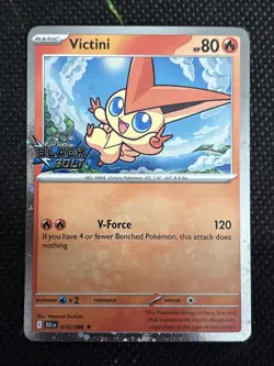 Pokemon BW Promo Victini Black Bolt Stamped Holo Swirl 012/086 NM Pack Fresh - Image 1