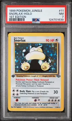 1999 Pokemon WOTC 1st Edition Jungle Snorlax Holo Rare #11 PSA 7 (NEW CERT) - Image 1