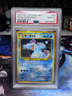 Feraligatr No. 160 Japanese Neo Genesis INSANE SWIRL Holo Pokemon TCG - PSA 10 - Image 1