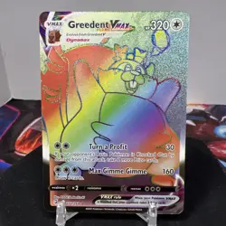 Pokemon TCG Greedent VMAX Rainbow Secret Rare Card 272/264 Fusion Strike NM - Image 1