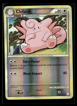 Clefable 3/123 HeartGold & SoulSilver Reverse Holo Rare Holo Pokemon - Image 1