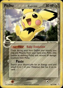 Pichu Delta Species Common Holon Phantoms 76/110 Metal Normal Pokemon Card - Image 1