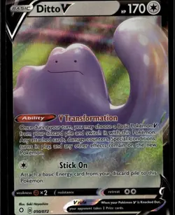 Ditto V Ultra Rare Shining Fates 050/072 Colorless Holo Pokemon Card - Image 1