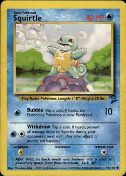 Squirtle Common Base Set 2 093/130 Water Pokemon Card - Image 1