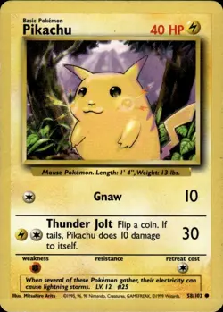 Pikachu Common Base Set 058/102 Lightning Pokemon Card - Image 1